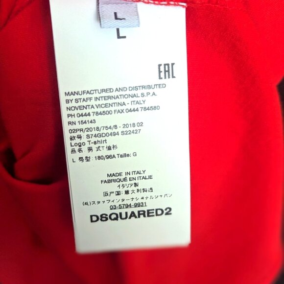 Dsquared2 Red Men's T-Shirt - Size Large Like New - Picture 4 of 6